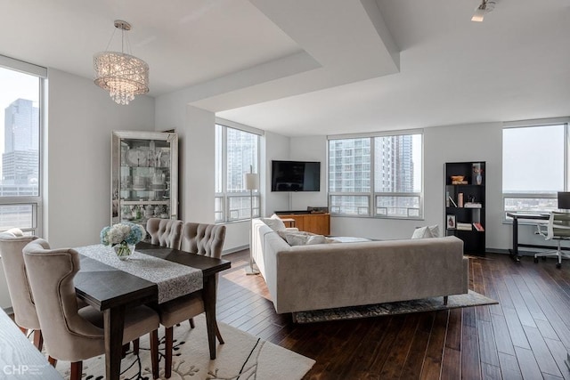 330 W Grand Ave Unit 2002, Chicago, IL 60654 - living area featuring dark wood finished floors and a chandelier