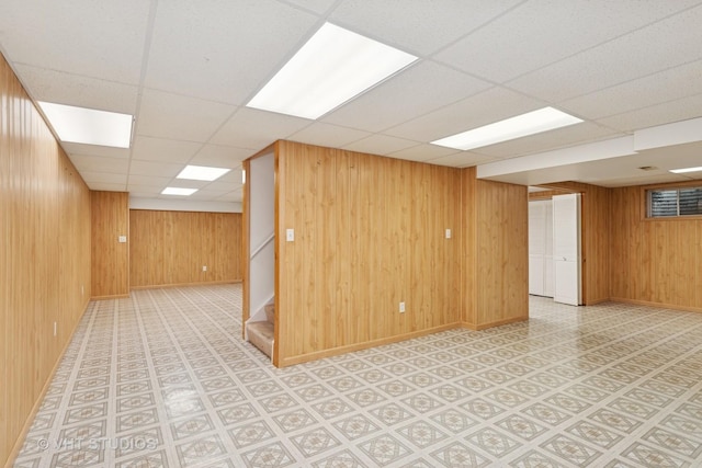 17083 W Tiger Tail Ct, Gurnee, IL 60031 - finished basement featuring stairway, wood walls, baseboards, and a drop ceiling