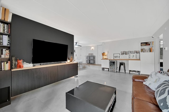 4951 134th Pl Unit 1C, Crestwood, IL 60418 - living room with wine cooler and ceiling fan