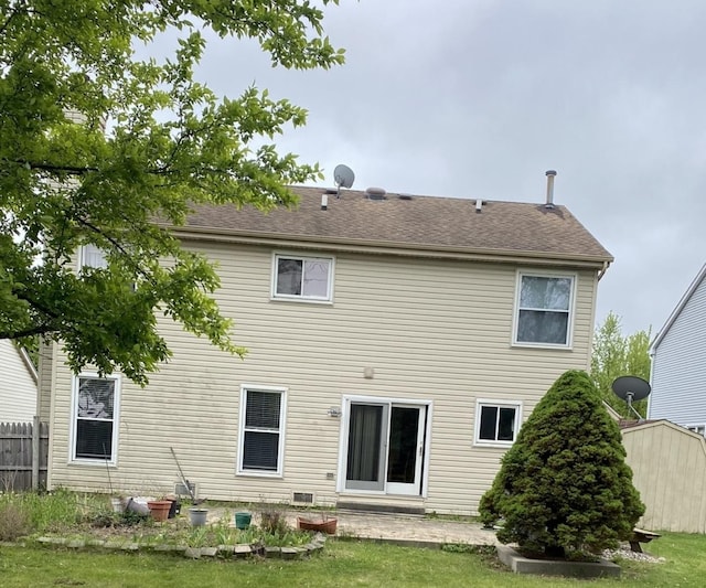 1300 Edington Ln, Mundelein, IL 60060 - rear view of house with a patio and roof with shingles
