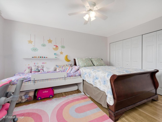2393 N Wayne Ave, Chicago, IL 60614 - bedroom with a closet, wood finished floors, and ceiling fan