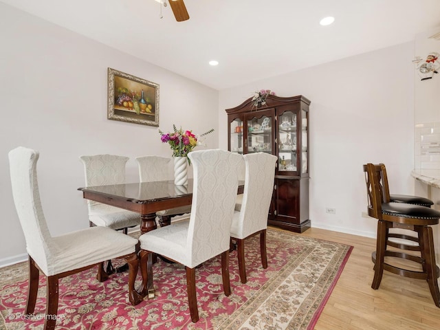 2393 N Wayne Ave, Chicago, IL 60614 - dining space with light wood finished floors, recessed lighting, ceiling fan, and baseboards