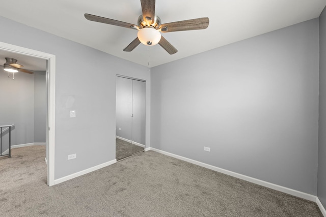 259 Nantucket Hbr Unit 259, Schaumburg, IL 60193 - unfurnished bedroom with carpet flooring, baseboards, a ceiling fan, and a closet