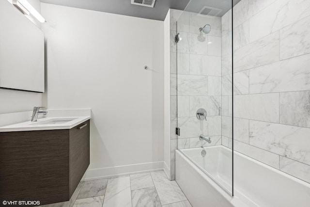 1018 N Larrabee St Unit 3S, Chicago, IL 60610 - bathroom with vanity, marble finish flooring, tub / shower combination, and baseboards