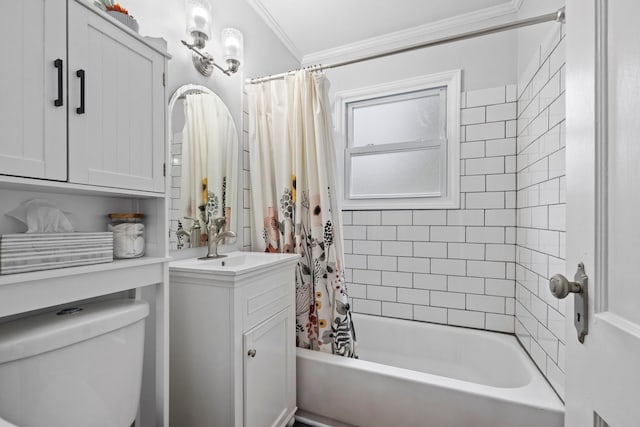 1822 Kelly Ave, Crest Hill, IL 60403 - full bathroom with ornamental molding, shower / tub combo, vanity, and toilet