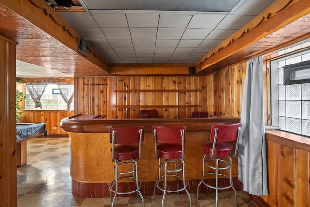 2403 Highland Ave, Berwyn, IL 60402 - indoor dry bar featuring tile patterned floors and wood walls