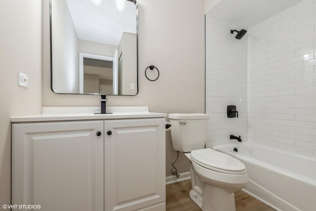 4572 W 131st St Unit 1N, Alsip, IL 60803 - bathroom with toilet, bathtub / shower combination, vanity, baseboards, and wood finished floors
