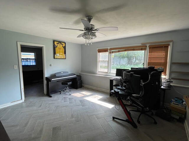 165 Kathleen Dr, Elgin, IL 60123 - office area with baseboards and a ceiling fan