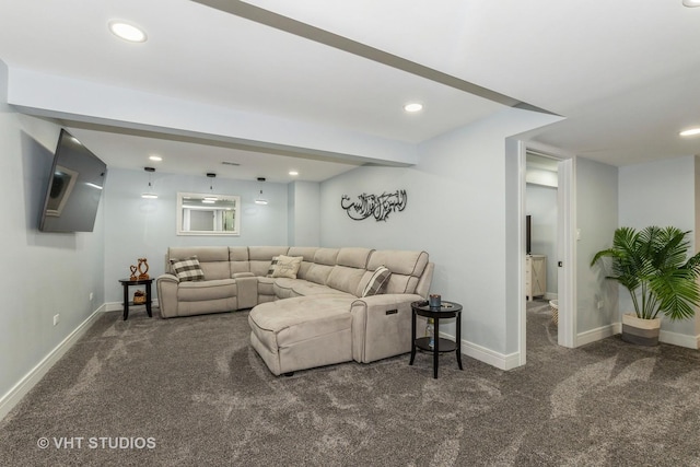6016 W Kennedy Ct, Monee, IL 60449 - living room featuring carpet flooring, baseboards, and recessed lighting