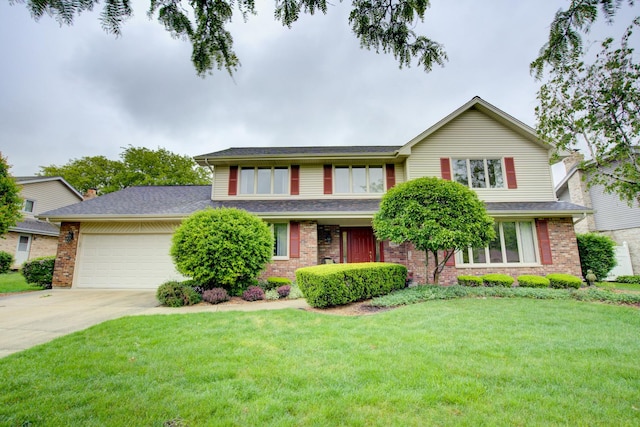 13711 83rd Ave, Orland Park, IL 60462 - traditional-style house with brick siding, an attached garage, driveway, and a front yard
