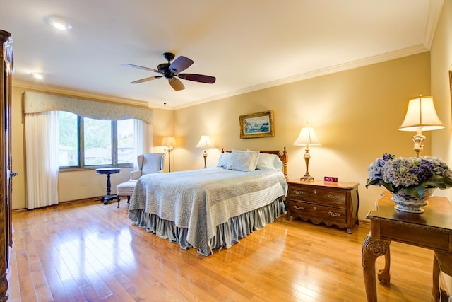13711 83rd Ave, Orland Park, IL 60462 - bedroom featuring light wood finished floors, crown molding, a ceiling fan, and baseboards