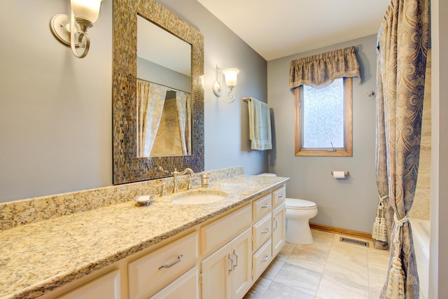 13711 83rd Ave, Orland Park, IL 60462 - full bath featuring vanity, toilet, baseboards, and shower / tub combo
