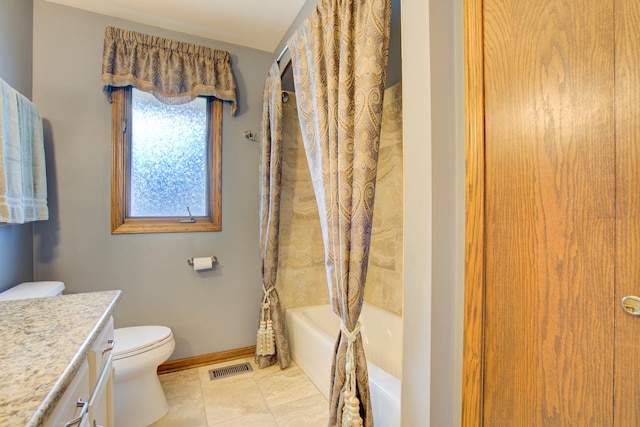 13711 83rd Ave, Orland Park, IL 60462 - bathroom featuring toilet, vanity, shower / bath combination with curtain, and baseboards