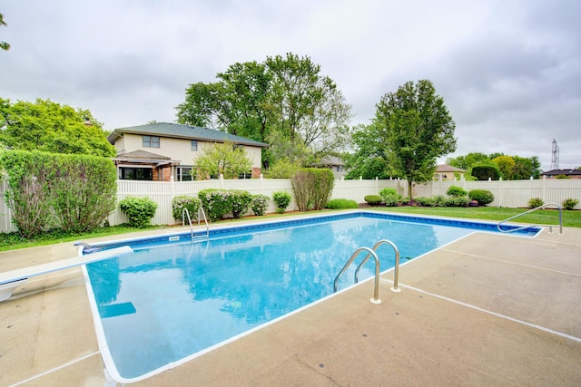 13711 83rd Ave, Orland Park, IL 60462 - view of pool with a patio area, a fenced backyard, and a diving board