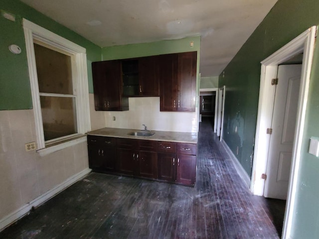 5732 S Sangamon St, Chicago, IL 60621 - kitchen with a sink, dark wood-style flooring, baseboards, and light countertops