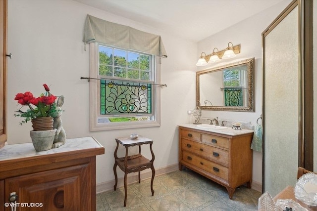 4014 Pitzen Rd, Johnsburg, IL 60051 - bathroom with vanity and baseboards
