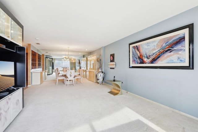 6400 N Cicero Ave Unit 404, Lincolnwood, IL 60712 - carpeted dining room featuring a chandelier and baseboards