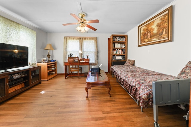 605 E St, Mazon, IL 60444 - living room featuring ceiling fan and light wood-type flooring