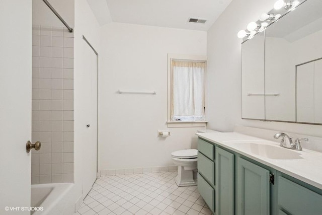 2400 Park Pl, Evanston, IL 60201 - full bathroom with vanity, toilet, tile patterned flooring, shower / bathtub combination, and baseboards