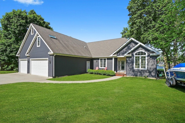 2215 N Woodlawn Park Ave, Mchenry, IL 60051 - view of front of home with driveway, a front yard, an attached garage, and roof with shingles