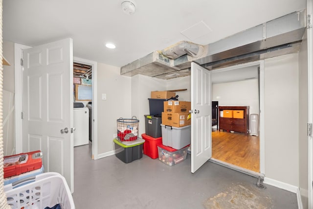 11030 S Nagle Ave, Worth, IL 60482 - basement featuring baseboards and washing machine and clothes dryer