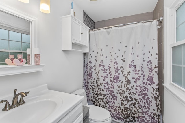 1101 Juniper Ter, Glenview, IL 60025 - full bathroom featuring toilet, vanity, and curtained shower