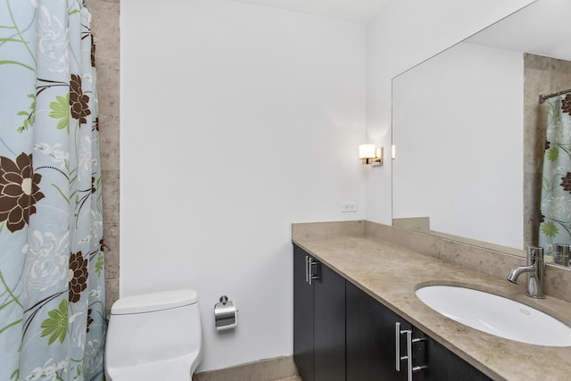 1101 Juniper Ter, Glenview, IL 60025 - bathroom featuring vanity, toilet, and a shower with shower curtain