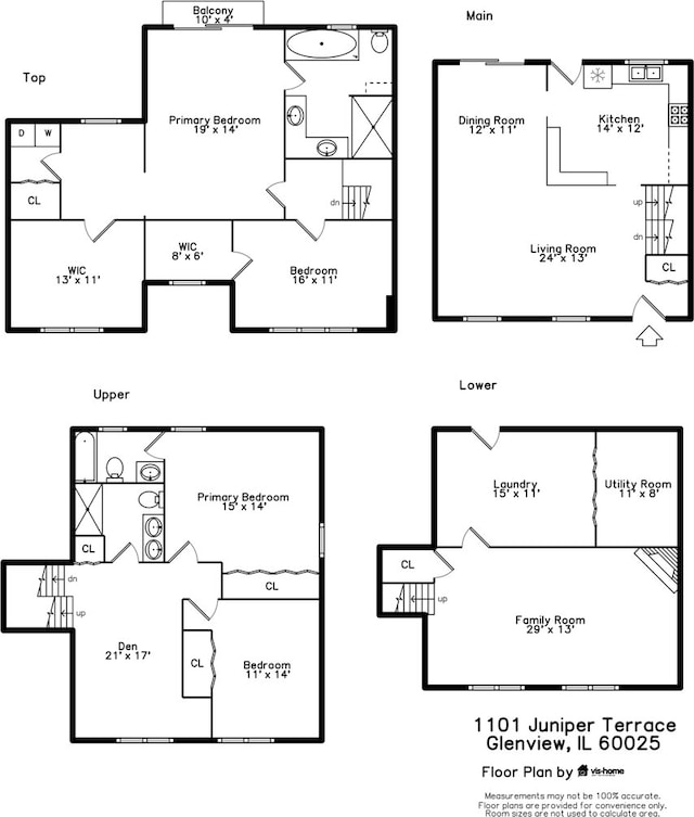 1101 Juniper Ter, Glenview, IL 60025 - floor plan / room layout