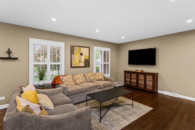 1101 Juniper Ter, Glenview, IL 60025 - living room featuring wood finished floors, recessed lighting, and baseboards