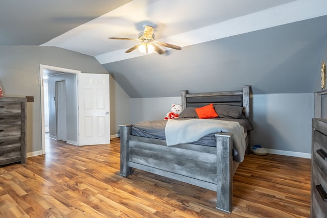 5648 S California Ave, Chicago, IL 60629 - bedroom with vaulted ceiling, wood finished floors, baseboards, and a ceiling fan