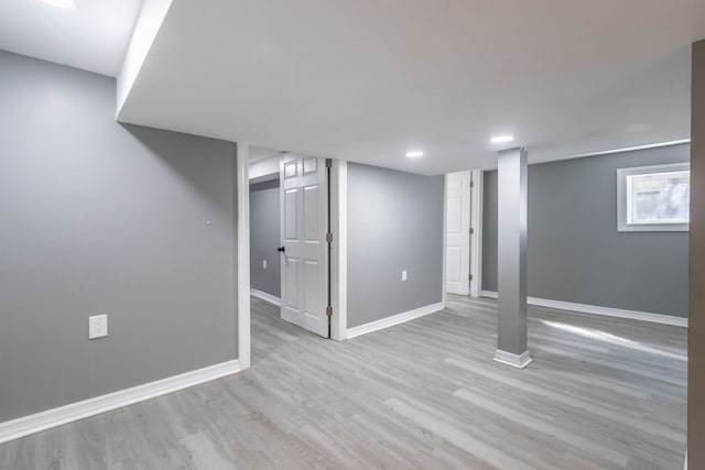 5648 S California Ave, Chicago, IL 60629 - finished basement with light wood finished floors, baseboards, and recessed lighting