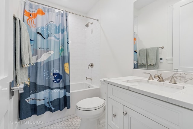 1963 N Dayton St, Chicago, IL 60614 - bathroom featuring vanity, toilet, shower / tub combo, and tile patterned floors