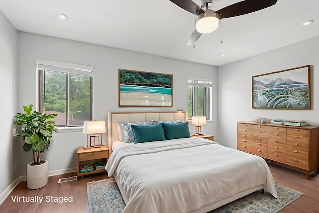 2311 183rd St Unit 203, Homewood, IL 60430 - bedroom featuring wood finished floors, recessed lighting, and a ceiling fan