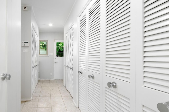9140 Keystone Ave, Skokie, IL 60076 - hall with baseboards, light tile patterned floors, and recessed lighting