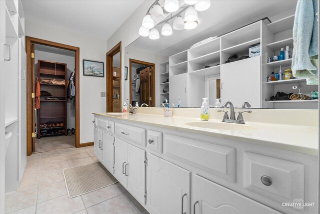 312 Dunham Place Commons Unit 312, Saint Charles, IL 60174 - bathroom with double vanity, a spacious closet, and tile patterned flooring