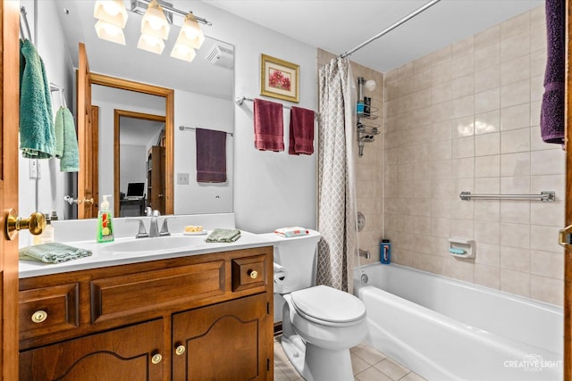 312 Dunham Place Commons Unit 312, Saint Charles, IL 60174 - full bath featuring vanity, tile patterned floors, toilet, and shower / bath combo with shower curtain
