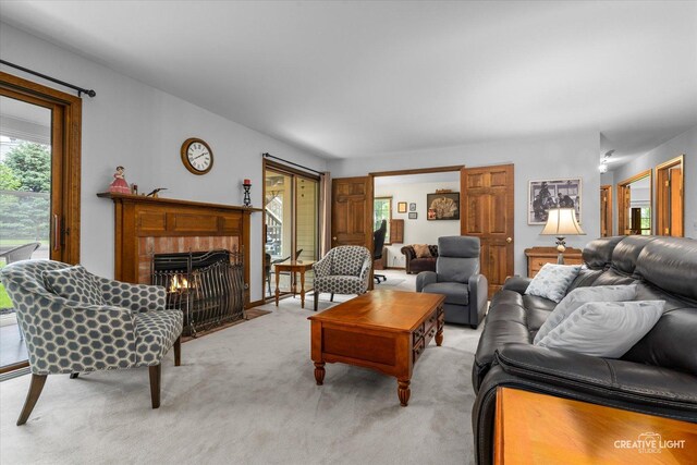 312 Dunham Place Commons Unit 312, Saint Charles, IL 60174 - living area with light colored carpet and a fireplace