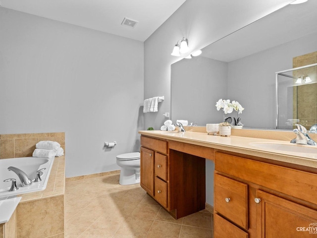1022 Broadmoor Dr, Elgin, IL 60124 - bathroom featuring double vanity, a bath, a shower stall, and toilet