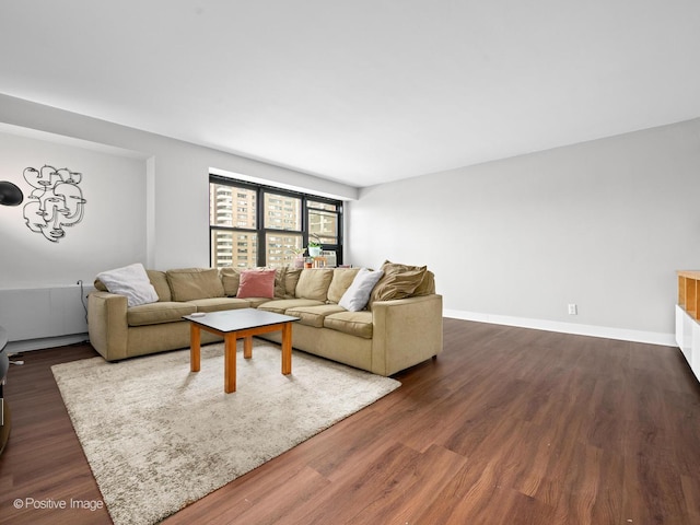 6118 N Sheridan Rd Unit 1003, Chicago, IL 60660 - living area featuring dark wood-style flooring and baseboards