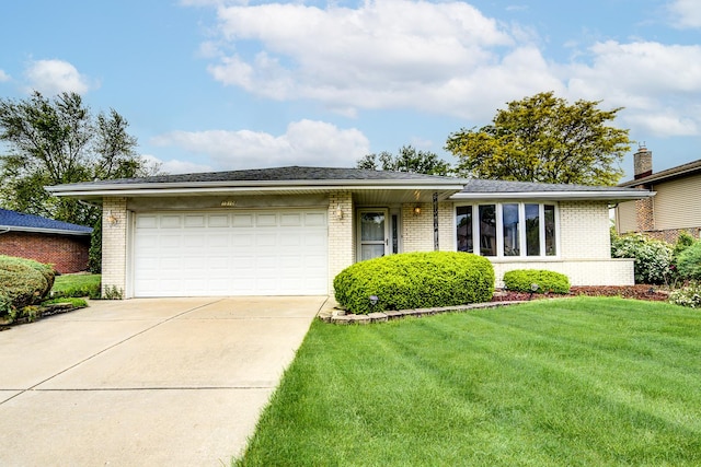 15108 Sunset Ridge Dr, Orland Park, IL 60462 - ranch-style house featuring brick siding, driveway, a garage, and a front lawn