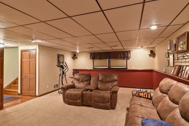 300 N Elm St, Odell, IL 60460 - cinema room with carpet floors, a paneled ceiling, and baseboards