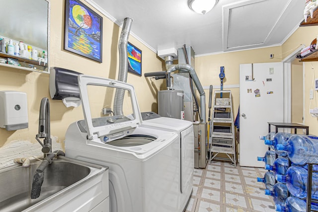 336 Niagara St, Park Forest, IL 60466 - washroom featuring separate washer and dryer, light flooring, and water heater