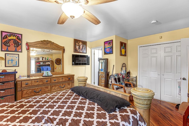 336 Niagara St, Park Forest, IL 60466 - bedroom featuring wood finished floors, a ceiling fan, and a closet