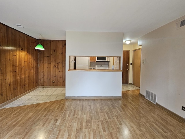 2 Oak Creek Dr Unit 3207, Buffalo Grove, IL 60089 - unfurnished living room with light wood finished floors, wooden walls, and baseboards