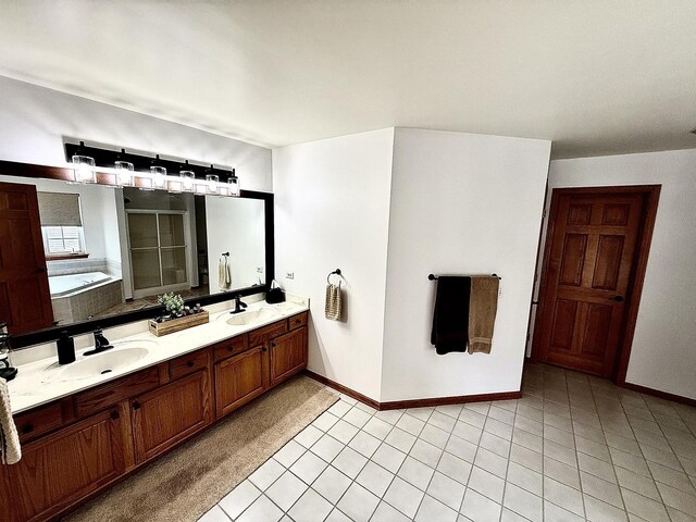 1849 Moorland Ln, Crystal Lake, IL 60014 - bathroom featuring a shower stall, double vanity, a garden tub, and baseboards