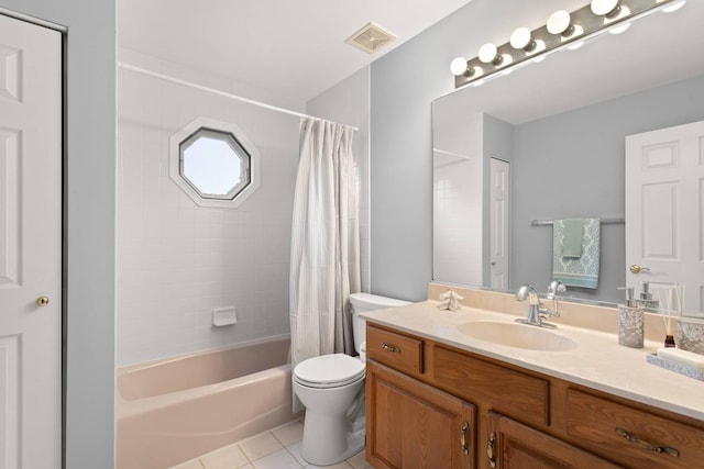 857 Bluestem Dr, Bolingbrook, IL 60440 - full bath featuring tile patterned floors, vanity, toilet, and shower / tub combo with curtain