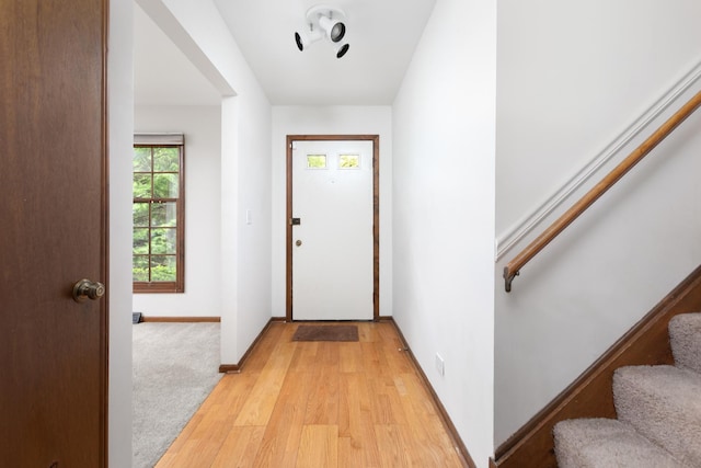 30W265 Briar Ln, Naperville, IL 60563 - foyer with stairway, light wood-type flooring, and baseboards
