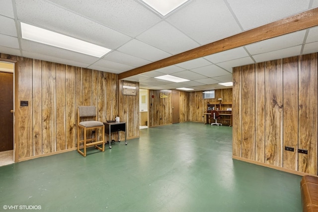 862 Wimbleton Ln, Crystal Lake, IL 60014 - finished basement with a paneled ceiling, wood walls, and baseboards