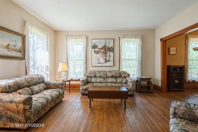 128 Forest Ave, Riverside, IL 60546 - living room featuring wood finished floors and baseboards