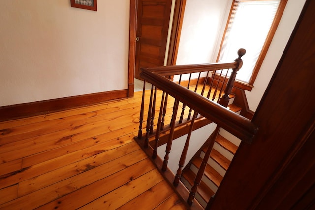 4977 N Mount Vernon Rd, Forreston, IL 61030 - stairs featuring hardwood / wood-style flooring and baseboards